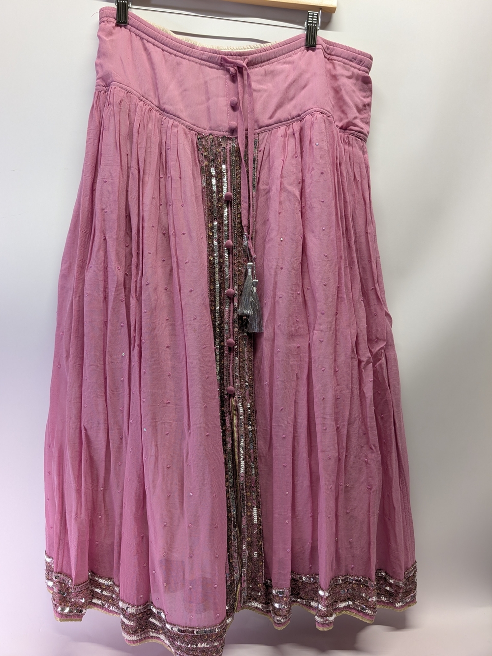 Soft Surroundings Pink Embellished Maxi Skirt
